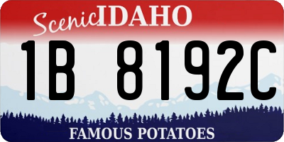 ID license plate 1B8192C