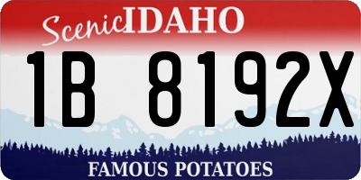 ID license plate 1B8192X