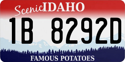 ID license plate 1B8292D