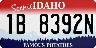 ID license plate 1B8392N