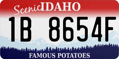 ID license plate 1B8654F
