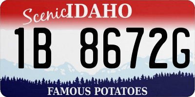 ID license plate 1B8672G