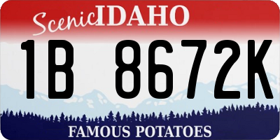 ID license plate 1B8672K