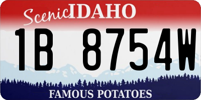 ID license plate 1B8754W