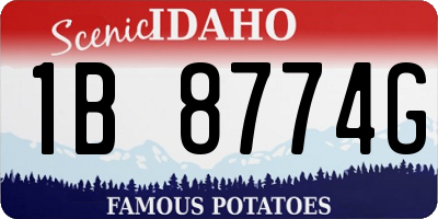 ID license plate 1B8774G