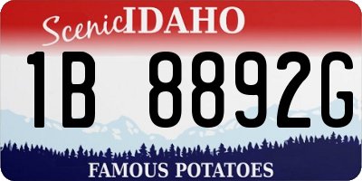 ID license plate 1B8892G