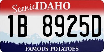 ID license plate 1B8925D