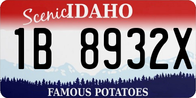 ID license plate 1B8932X