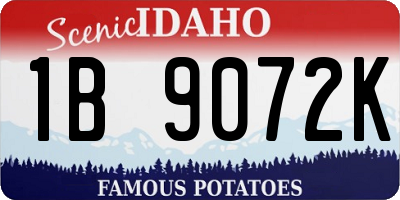 ID license plate 1B9072K