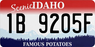 ID license plate 1B9205F