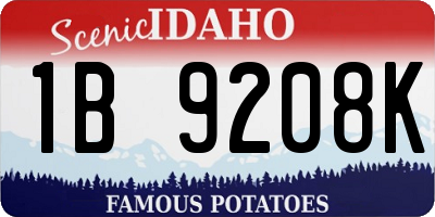 ID license plate 1B9208K