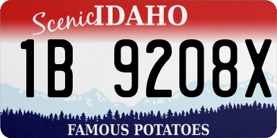 ID license plate 1B9208X