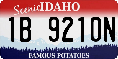 ID license plate 1B9210N