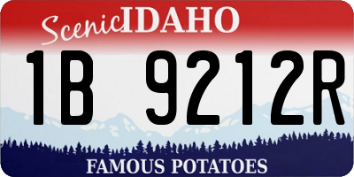 ID license plate 1B9212R
