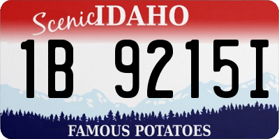 ID license plate 1B9215I