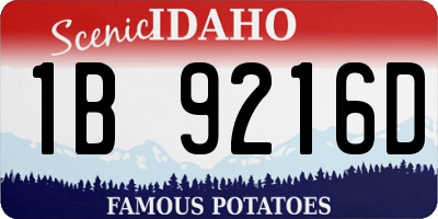 ID license plate 1B9216D