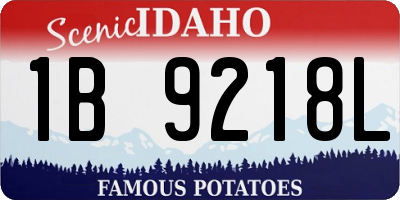 ID license plate 1B9218L