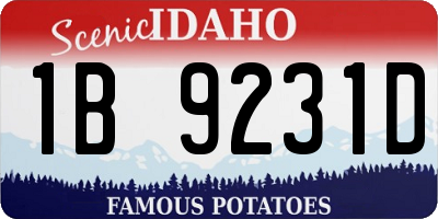 ID license plate 1B9231D