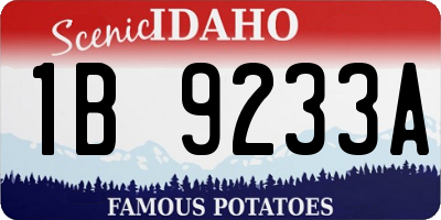 ID license plate 1B9233A