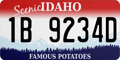 ID license plate 1B9234D