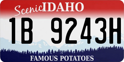 ID license plate 1B9243H