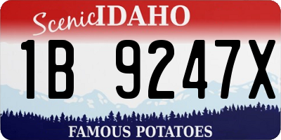 ID license plate 1B9247X