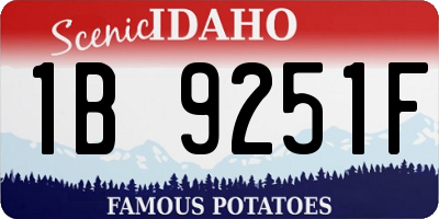 ID license plate 1B9251F