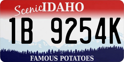 ID license plate 1B9254K