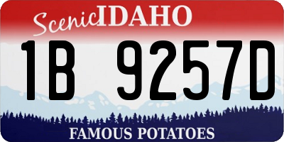 ID license plate 1B9257D