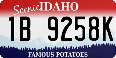 ID license plate 1B9258K