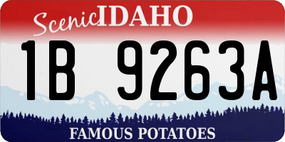 ID license plate 1B9263A