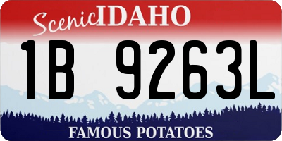 ID license plate 1B9263L