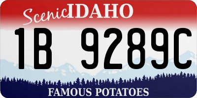 ID license plate 1B9289C