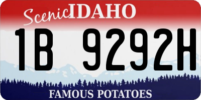ID license plate 1B9292H