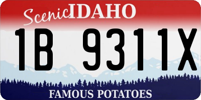 ID license plate 1B9311X