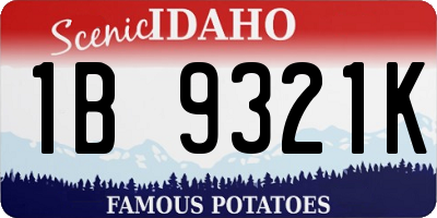 ID license plate 1B9321K