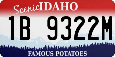 ID license plate 1B9322M