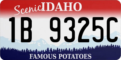 ID license plate 1B9325C
