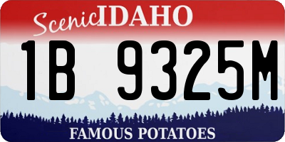 ID license plate 1B9325M