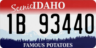 ID license plate 1B9344O
