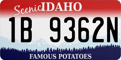 ID license plate 1B9362N