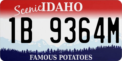 ID license plate 1B9364M