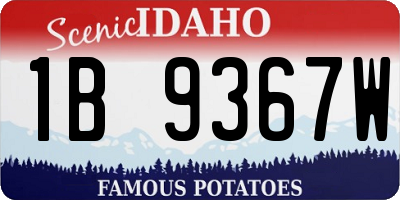 ID license plate 1B9367W