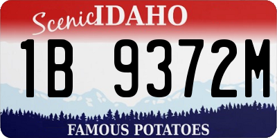 ID license plate 1B9372M