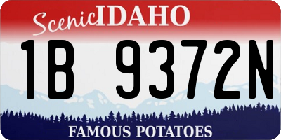 ID license plate 1B9372N