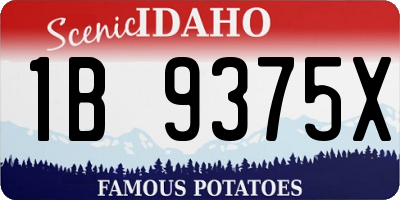 ID license plate 1B9375X