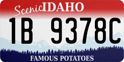 ID license plate 1B9378C