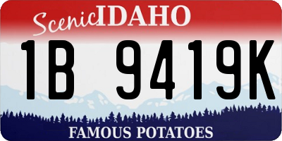 ID license plate 1B9419K