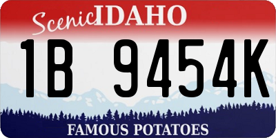 ID license plate 1B9454K