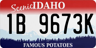 ID license plate 1B9673K
